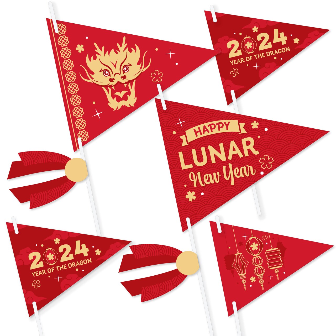Big Dot of Happiness Lunar New Year Triangle 2024 Year of the